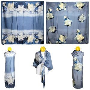 NWT Double Sided Silk Scarf 53"x53" Large Square Shawl Wrap SJJL 3207